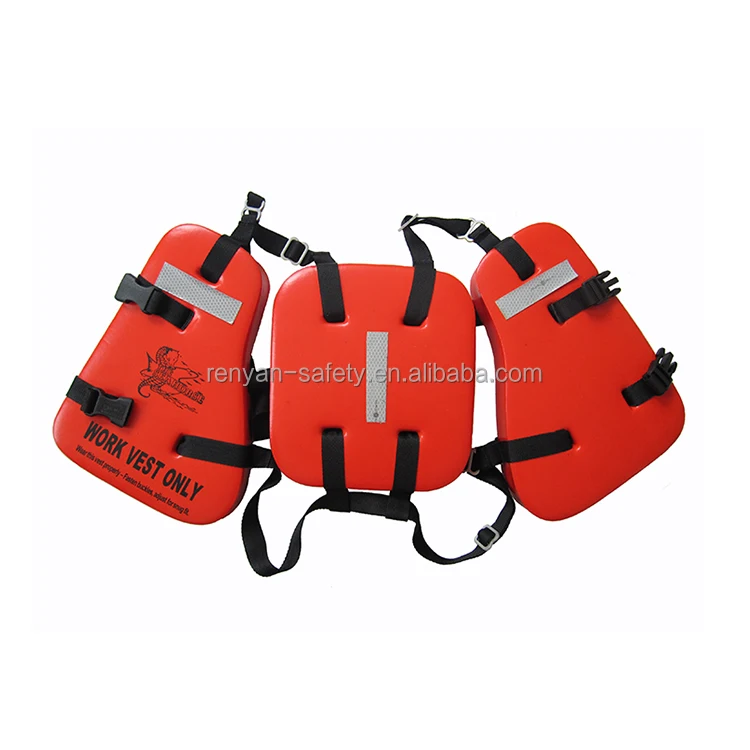 Pvc Foam Three Piece Red Work Vest Life Jacket With Reflective Tape For Oil Platform