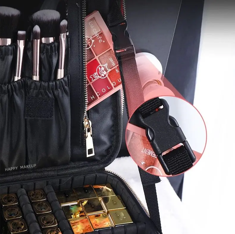 Large capacity travel portable professional make up storage cosmetic brush organizer makeup kit artist train case bag for women
