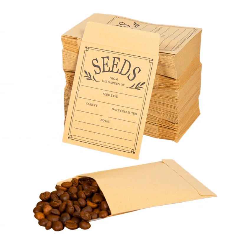 High Quality Custom 8x10 cm Self Sealing Small Mini Home and Garden Use Seeds Bag Packet Kraft Paper Seed Envelope