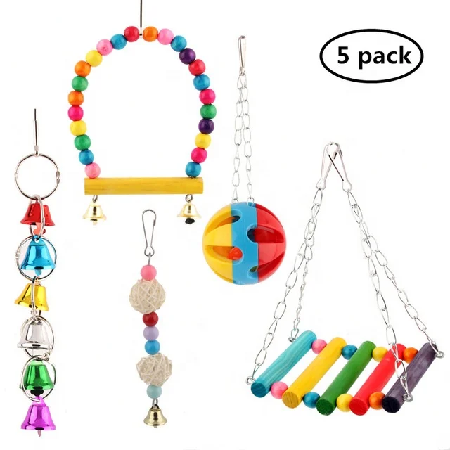 
The Parrot Nibbles Climb Ladder Toys 5 Pack Bird Ladder Suspension Bridge Swing The Bird Parrot Chew Toy 