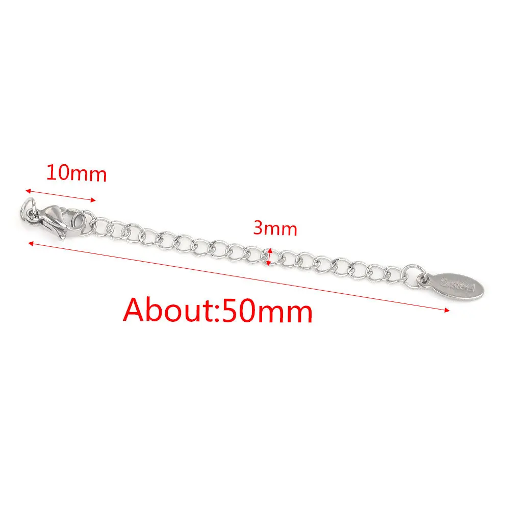 Stainless Steel Extended Extension Tail Chain Lobster Clasps Connector for Bracelet Necklace Jewelry Making DIY 8