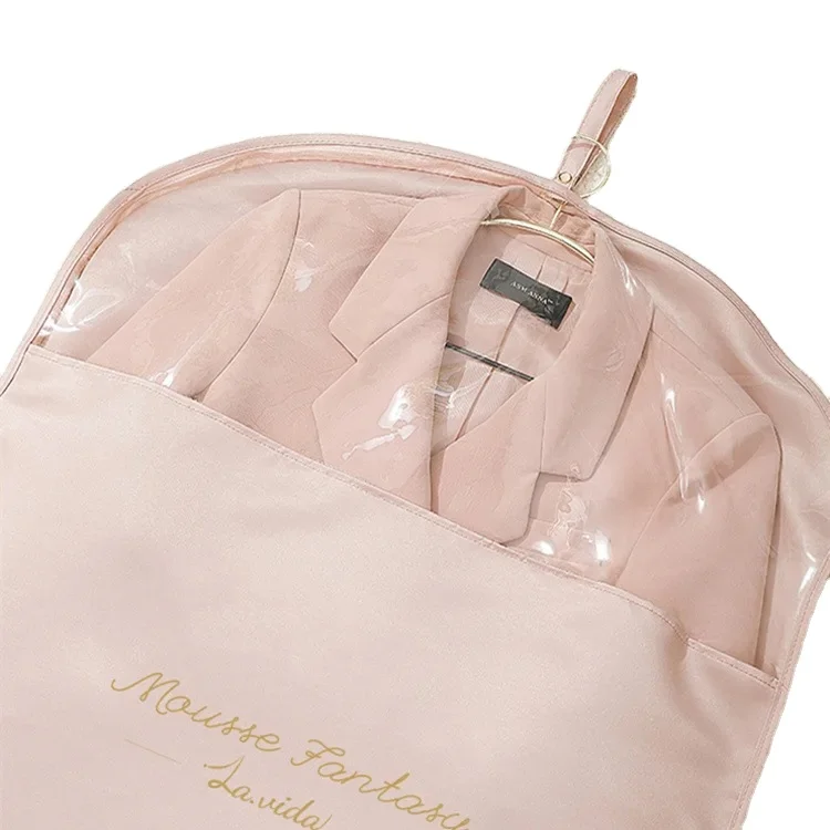 garment non woven cover suit bag with Custom Logo Black Dustproof Hanger Coat Cover Storage Garment Suit Clothes Bag