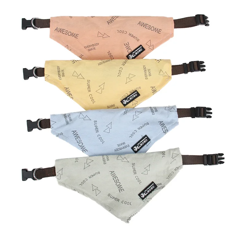 Kingtale Personalized Dog Bandana Handmade Custom Dog Scarf Cotton Breathable Puppy Kerchief RIBBONS Modern Led Pet Collars