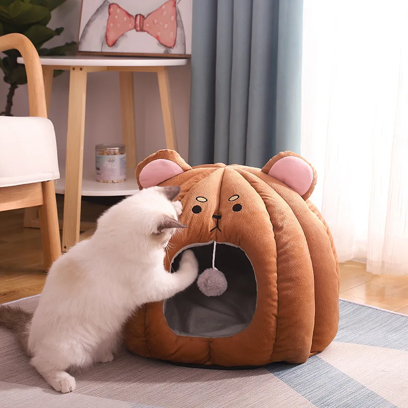 Pet Item Simons Cat Cushion Luxury Dog Bed Warm Cotton Closed Pet House Customized Logo Sticker Cute Cat Bed