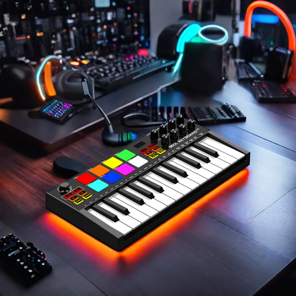 Konix colorful piano midi axiom  25 Key USB arranger  Keyboard Drum Pad clavie Midi Controller Keyboard