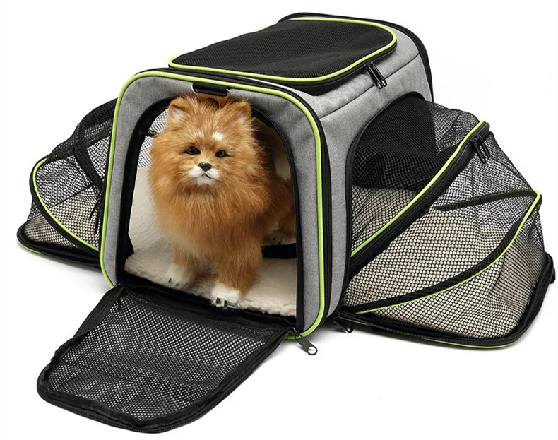 4 Sides Travel Pet Carrier Outdoor Dog Shoulder Bag Foldable Dog Carrying Case