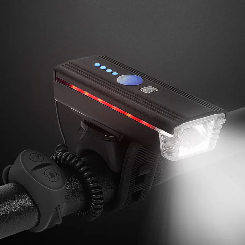 Индикатор заряда аккумулятора USB 3 режима Передний фонарь для велосипеда с громкоговорителем