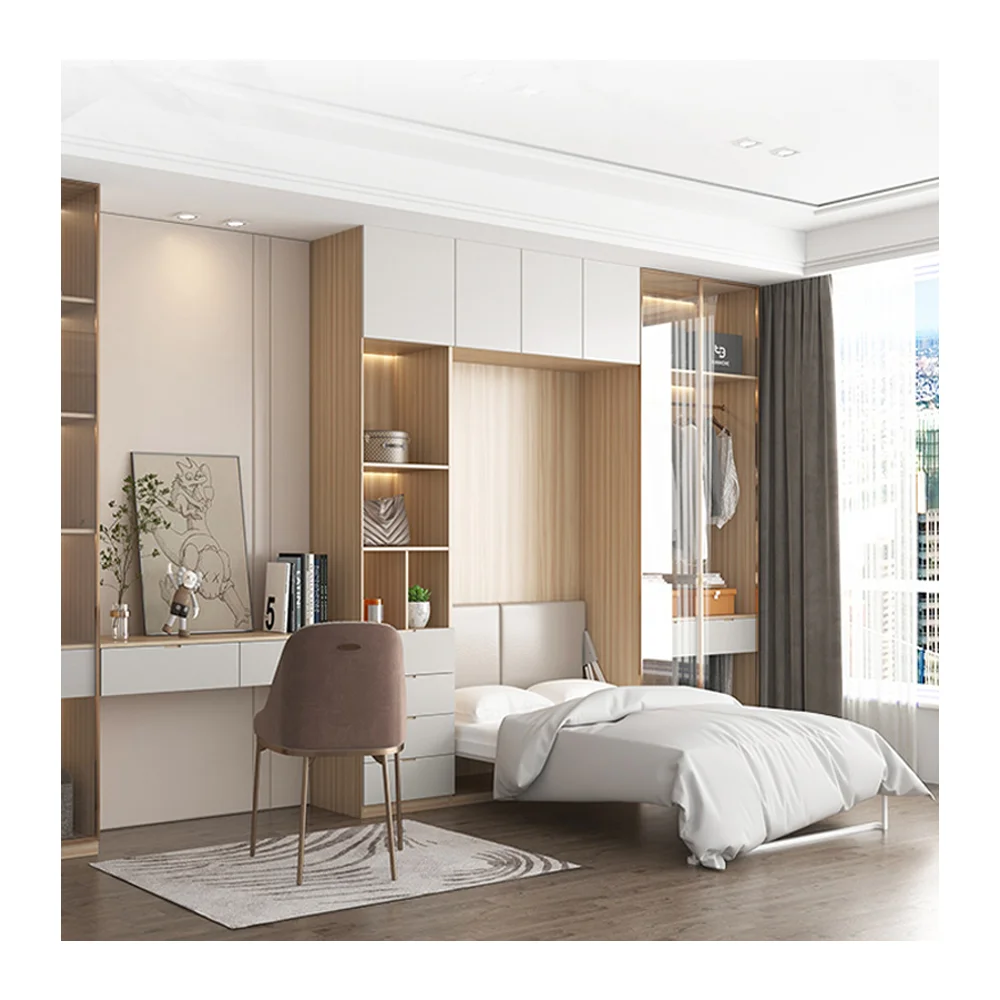 Modern Design Custom Hideaway Bed With Modular Wardrobe For Hospitality Industry Apartment Murphy Bed