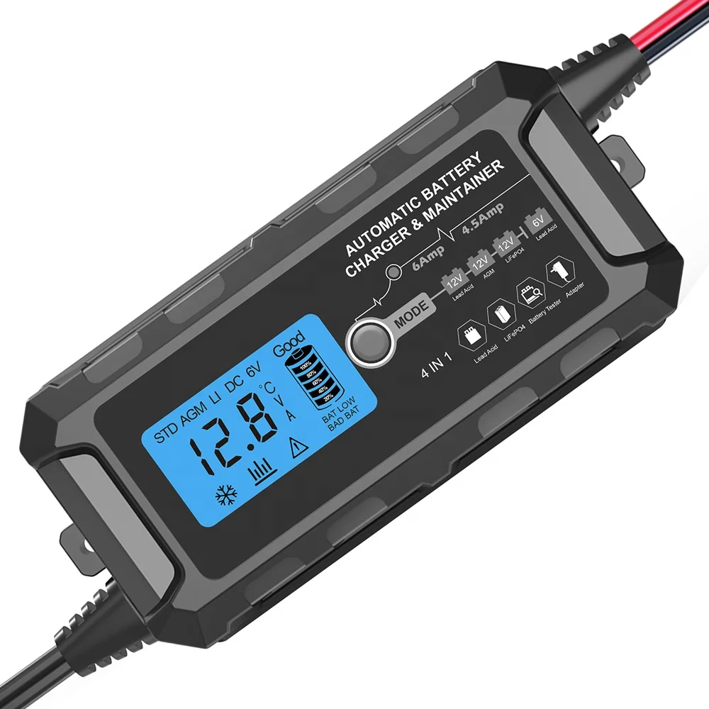4 в 1 Dual USB Автомобильное зарядное устройство 6V 12V 6Amp свинцово-кислотных и 14,4 V 4.5A литий-железо-фосфатный аккумулятор зарядное устройство