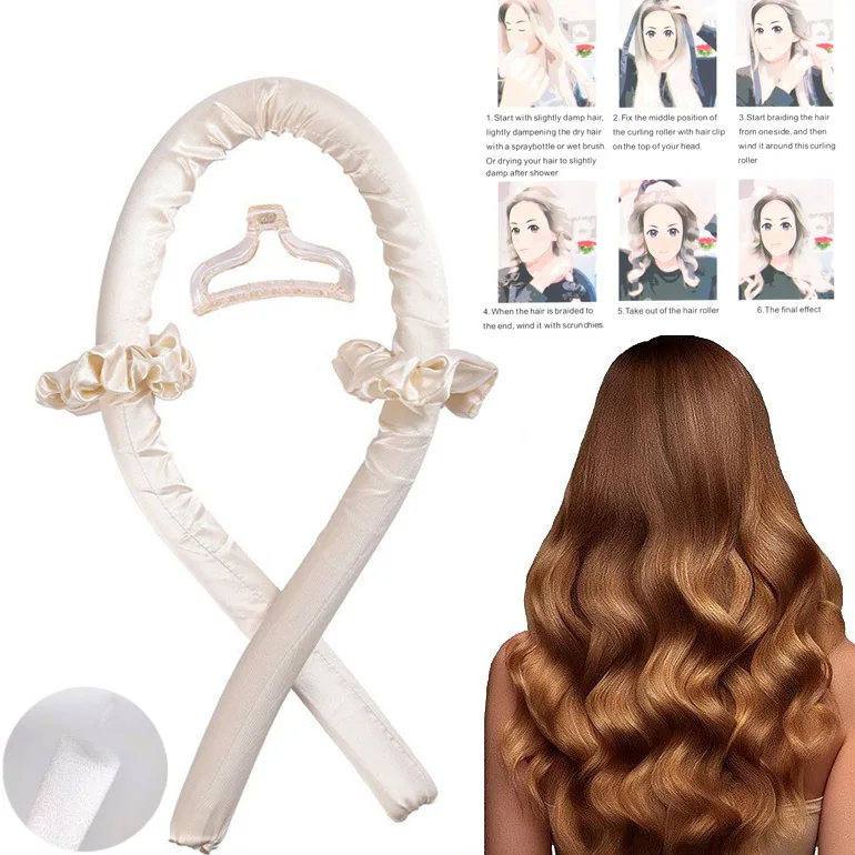 Heatless Cur Ribbon With Silk Foam Scrunchies Long Mulberry Hair Curling Silk Heatless Hair Curler