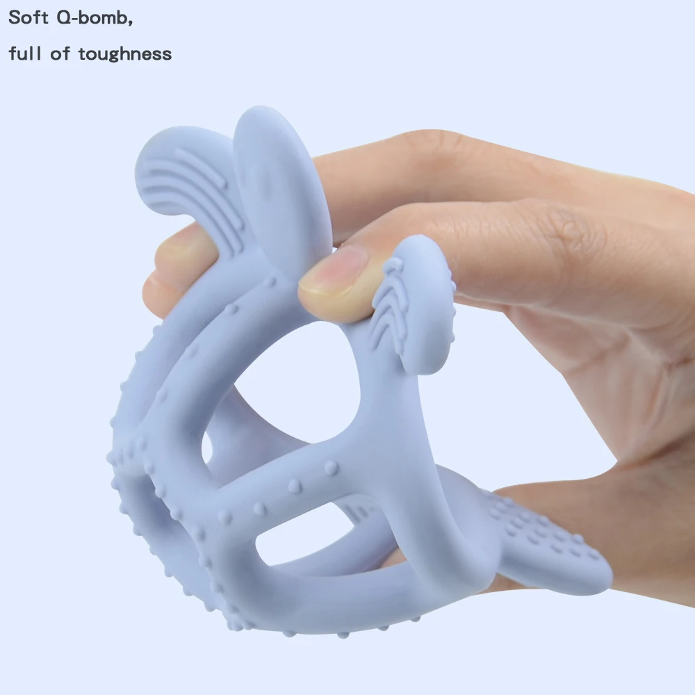 Cute Smooth Chewable Teether Toys BPA Free Food Grade  Silicone Sea Turtle  Shape Training  Graps Baby Teether