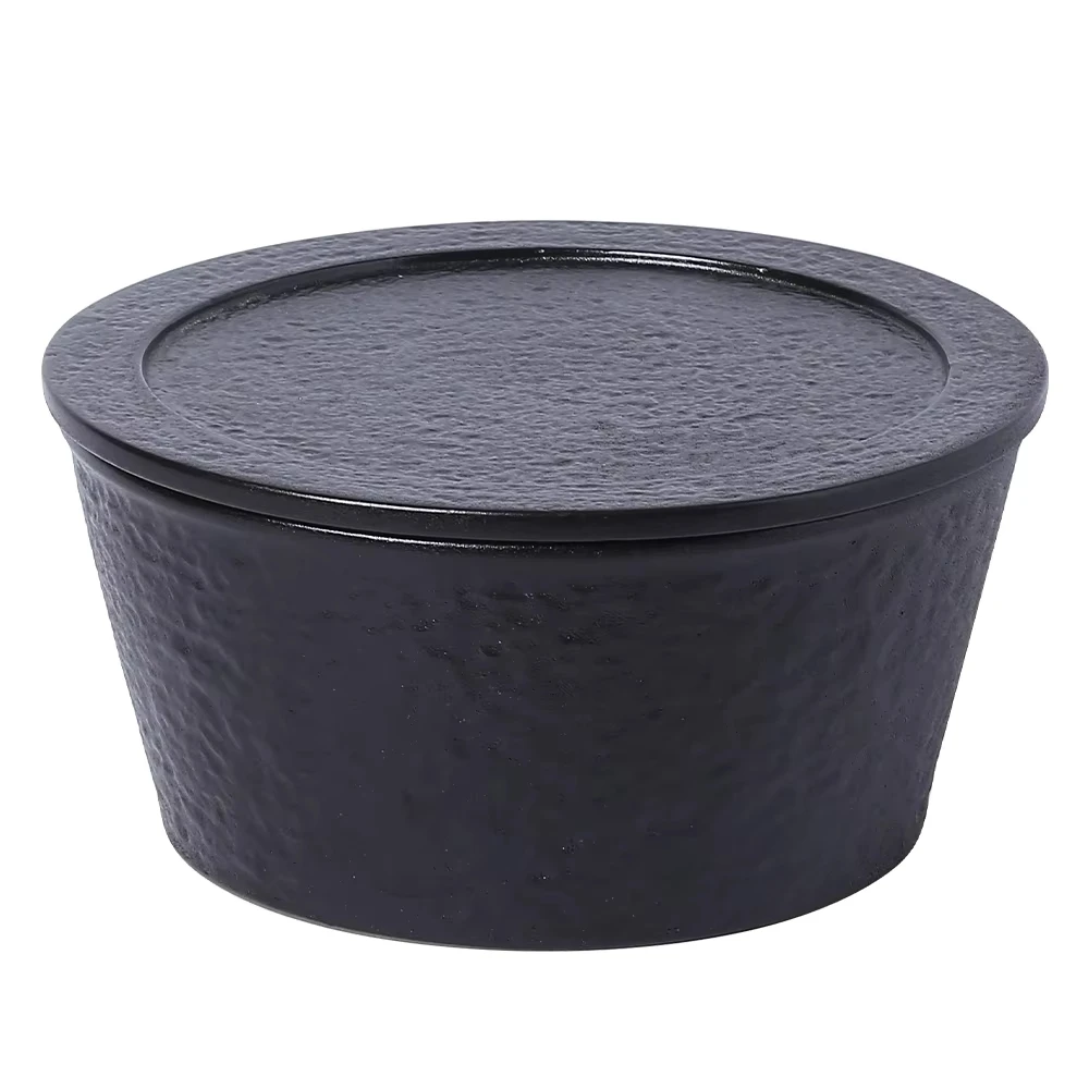 3500 ml 10 inch Stackable Glaze Black Ceramic Large Salad Bowl with Lid Fruit Bowl for Kitchen