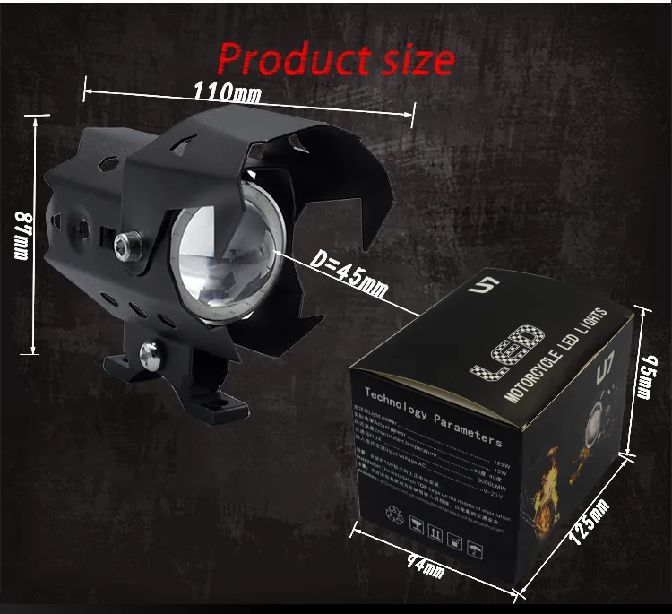 Сверхъяркая передняя фара U8, высокая мощность, аксессуары для мотоциклетных фар, светодиодная фара безопасности для мотоцикла