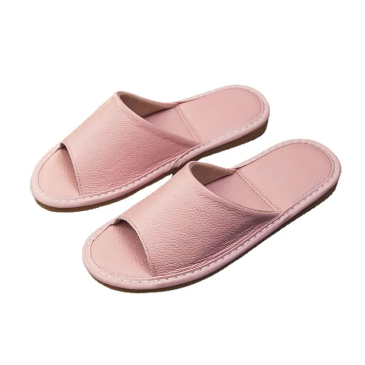 Summer Adults Men Women House Couple Non Slip Leather Slippers