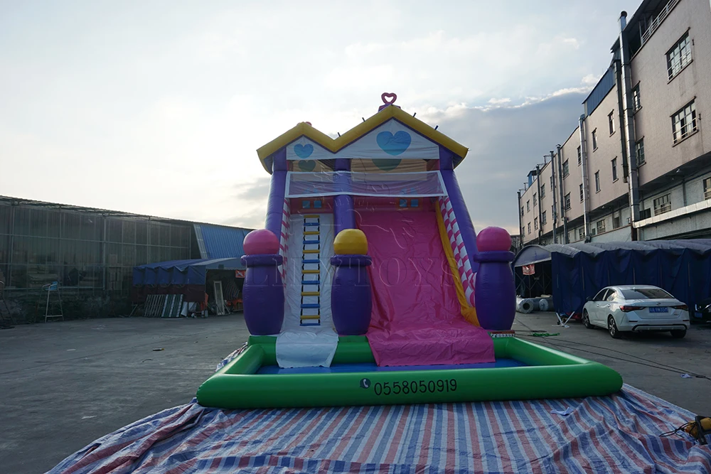 commercial used playground inflatable water slide beautiful water paly equipment with pool for sale