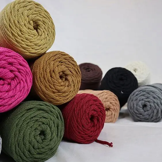 Hand-Knitted Material Round Strand Rope 5Mm Hollow Yarn Braided Cotton Rope