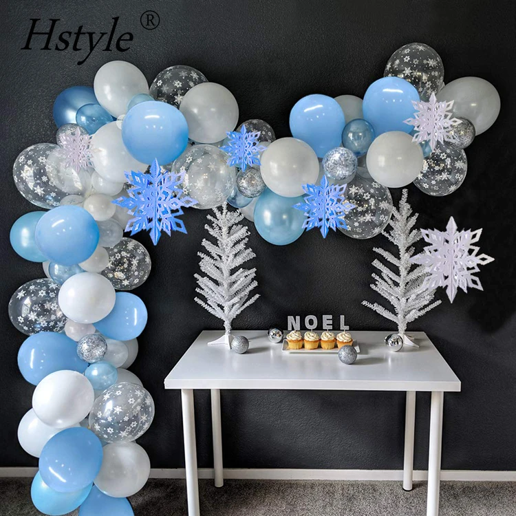 Balloon Garland Arch Kit 16Ft Long Ice Snow Latex Balloons Pack  Wedding Birthday Baby Shower Bach Party Backdrop Decor SET780