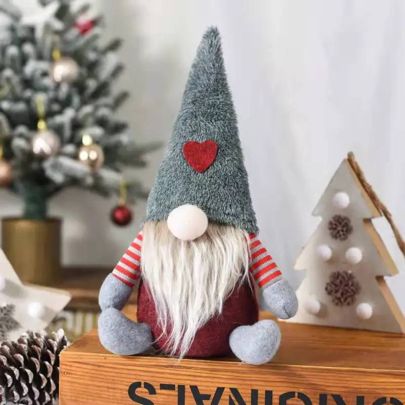 wholesale Gnome Christmas Ornaments home decor Gnomes Hat Christmas Gonks Gnomes Ornaments Red Gray christmas dwarf Elf Doll