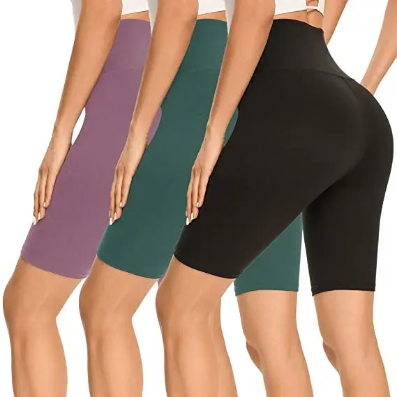 High Waist Polyester Buttery Soft Squat Proof Fitness Bottom Custom Workout Women Biker Shorts