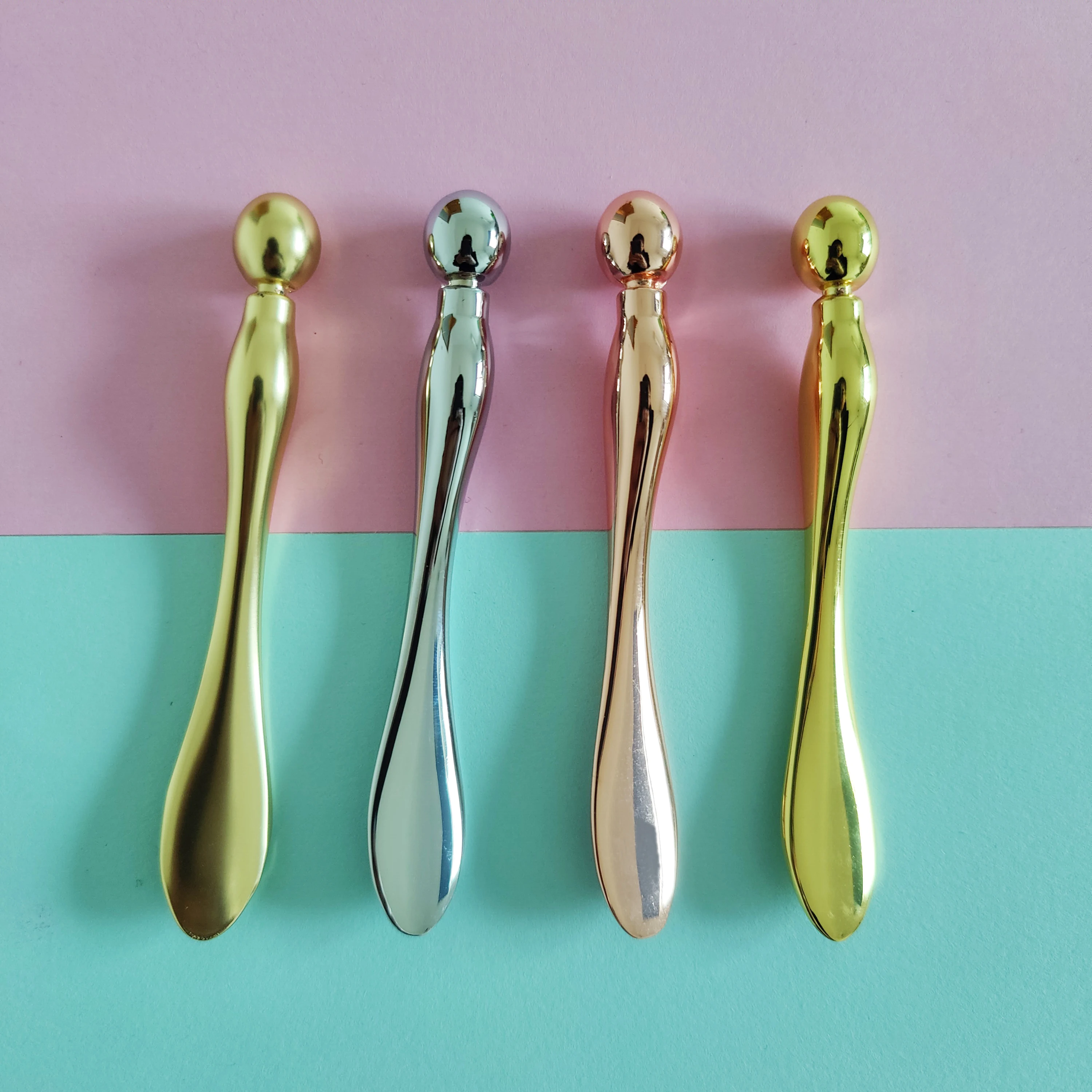 Sticks Beauty Makeup Spatula Mini Small Facial Massage Mask Gold Metal Eye Cream Cosmetic Spoon