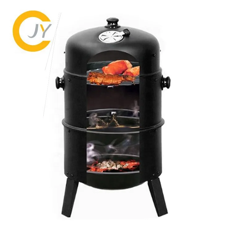 Hot Sale 3 in 1 Smokeless Charcoal Barbecue Grill Smoker 3 layers Tower Vertical Barrel Charcoal BBQ Grill