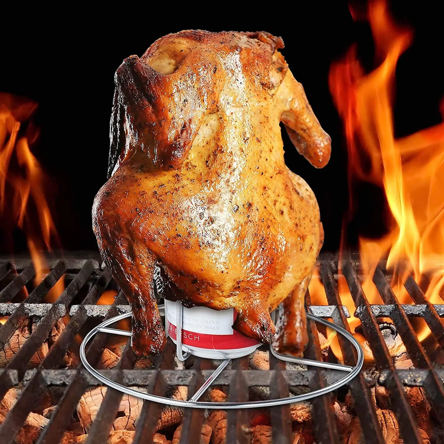 Stainless Steel Beer Can Chicken Holder Metal Stand with Mesh Accessory for Grill Cooking Waterproof Customizable Size
