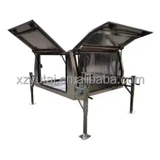 Aluminum Ute Canopy With Black Checker Plate And Adjustable Jack Off Legs For 4x4 Pickup /car/truck