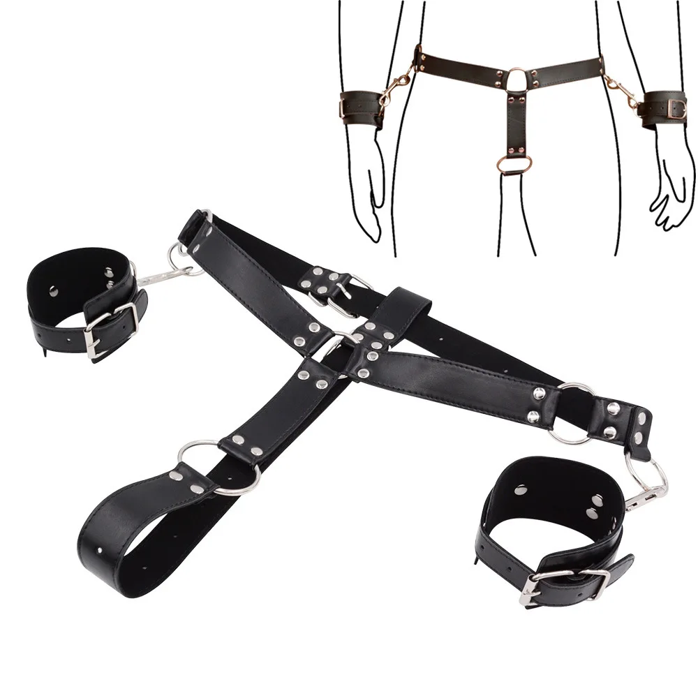 Bdsm Handcuff Chastity Lock For Men Sex Toys Bondage Set Sexy Pu Leather Sexual Bracelet Handcuffs Sex Toys For Couples