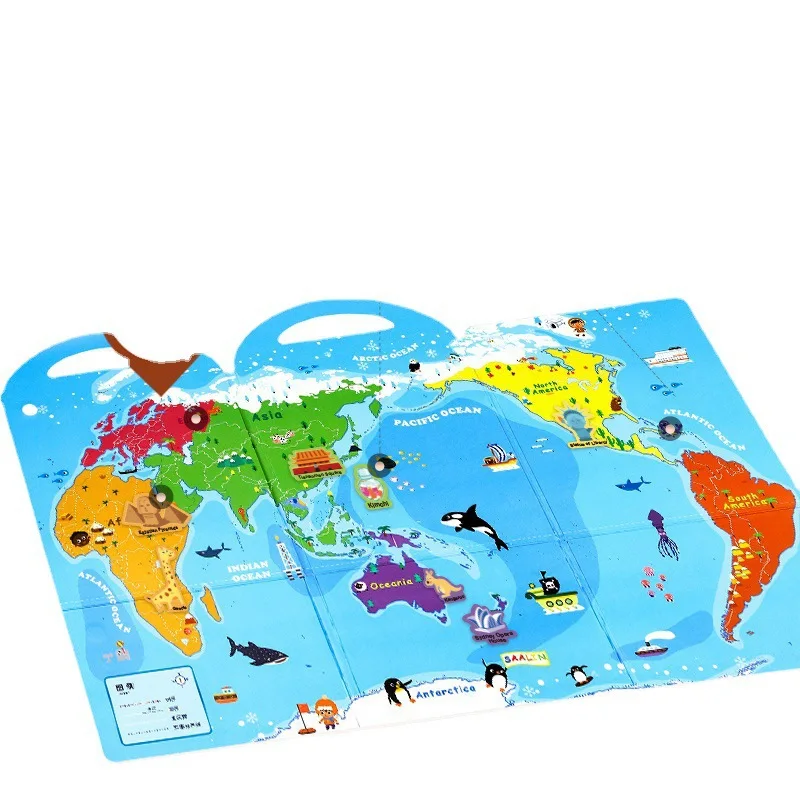 Kids Intellectual Development Toy Interactive World Map Geography Education Paste Toys Logical Thinking Sticker Toy Atlas Plat