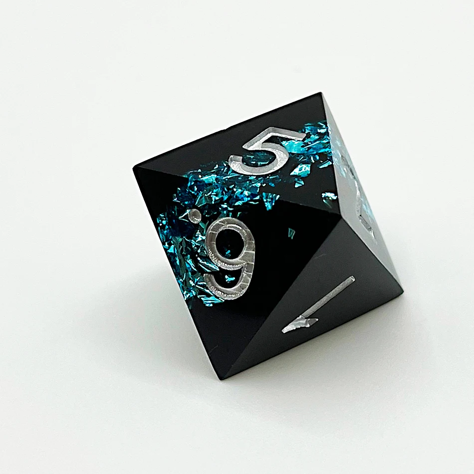 2023 Custom Logo Black DND Dice Set, Black Gold Sharp Edge D&D Dice Full Set