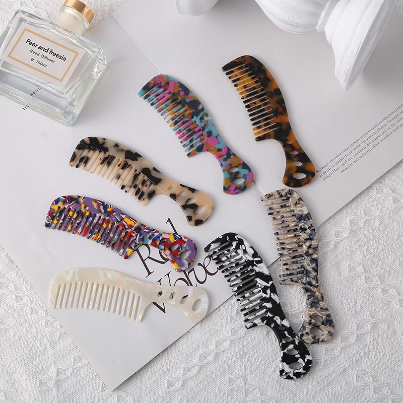 Hot Sale Korean Acid Cellulose Acetate Hair combs with Handle Custom Comb for Women