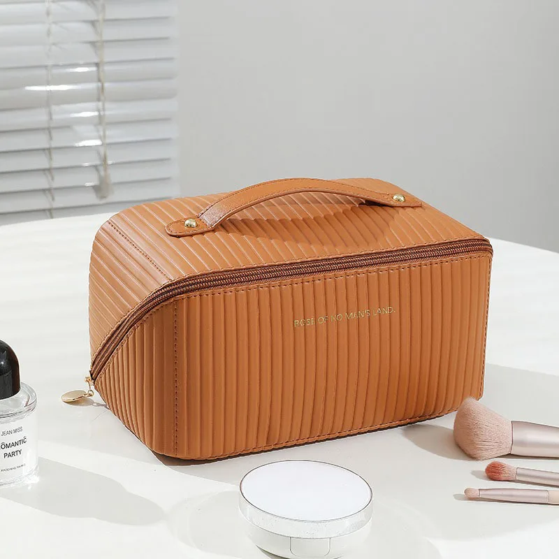 Ins style large capacity pillow makeup bag PU leather portable makeup bag cosmetic case storage bag