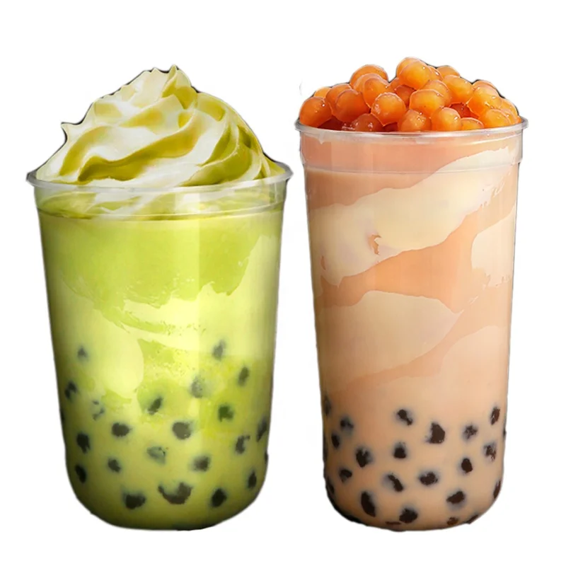 Food Grade U shape bubble tea cup Custom logo 500ml 700 ml Transparent Disposable U Shape PP Plastic cup milk tea Boba Tea Cup