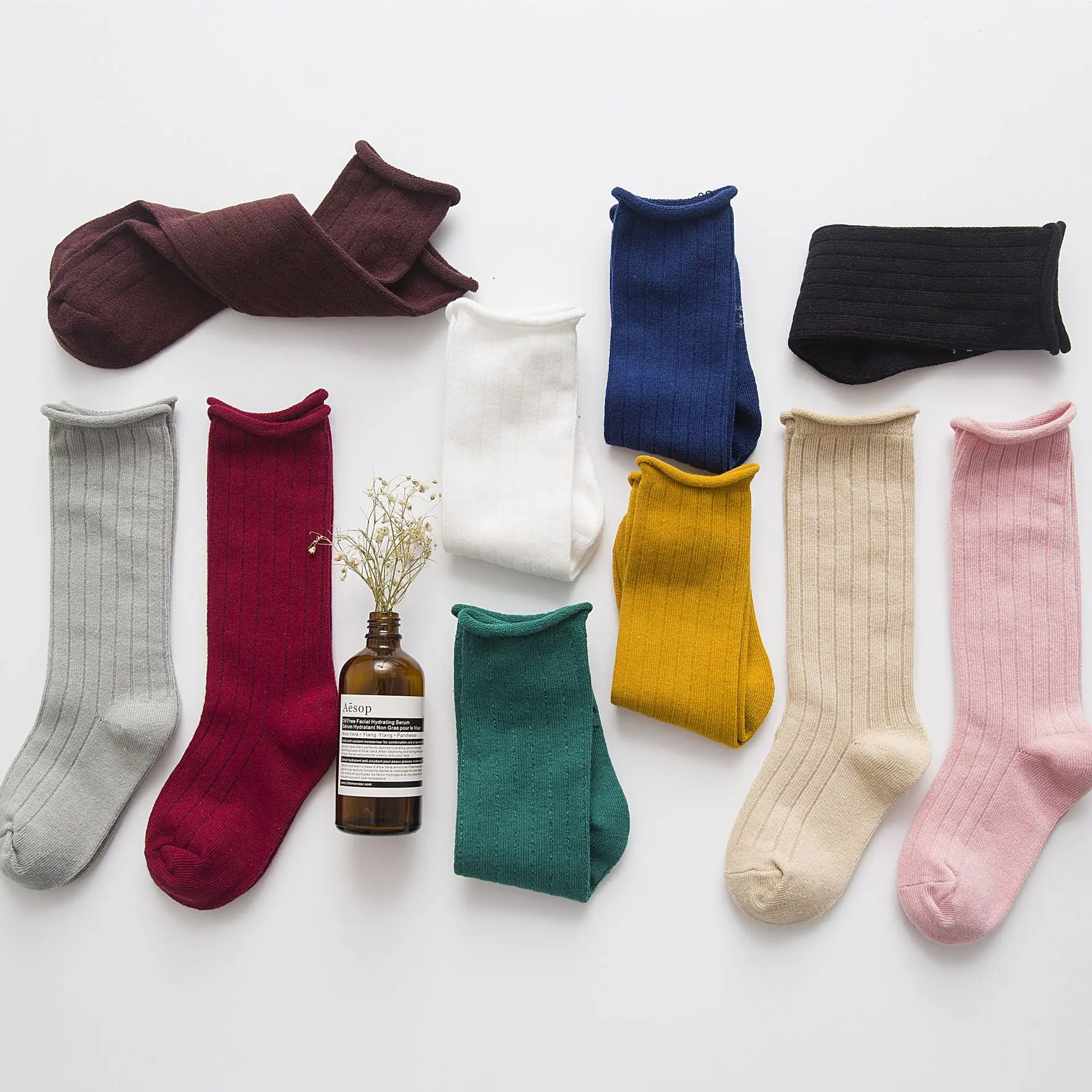 Premium Cotton Ribbed Crew Socks Wholesale Toddler Baby Boys Girls Organic Socks