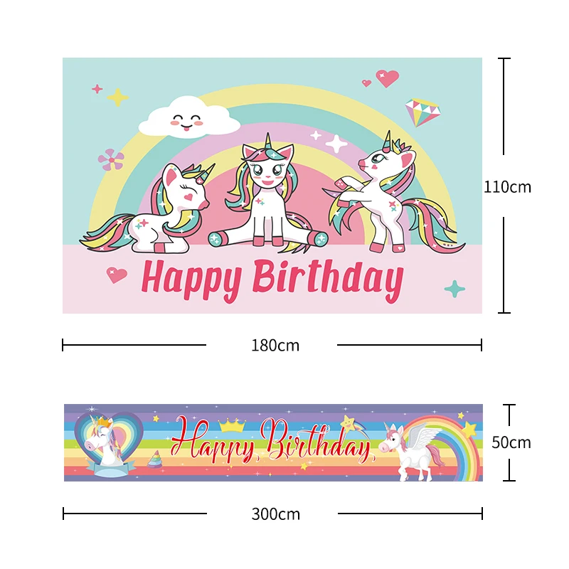private custom available factory directly supplies one year baby first happy birthday pink unicorn photo banner for party