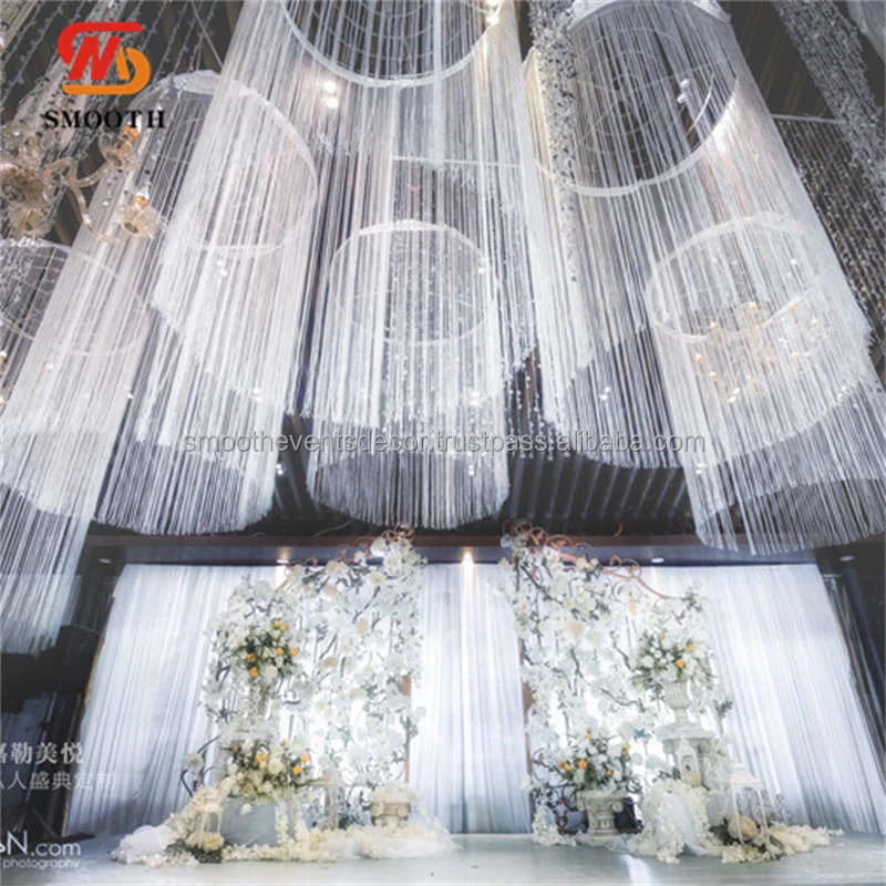 SMOOTH High Quality Silver String Circular Curtain Wedding Hall Decoration Ceiling Decoration Hanging