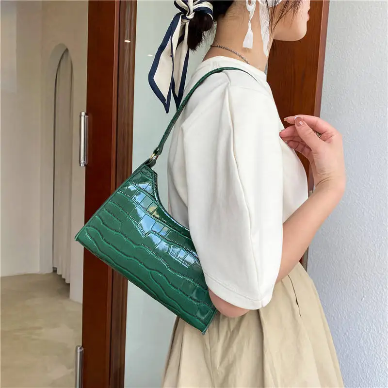 New 2023 female handbag Crocodile stripe underarm Crossbody bag casual ins single shoulder bags