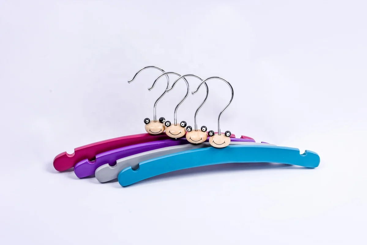 Wooden Kids Flat Hanger Baby Colorful Hanger with Decoration Iron Single Customized Wood Other Home Storage & Organization Straw