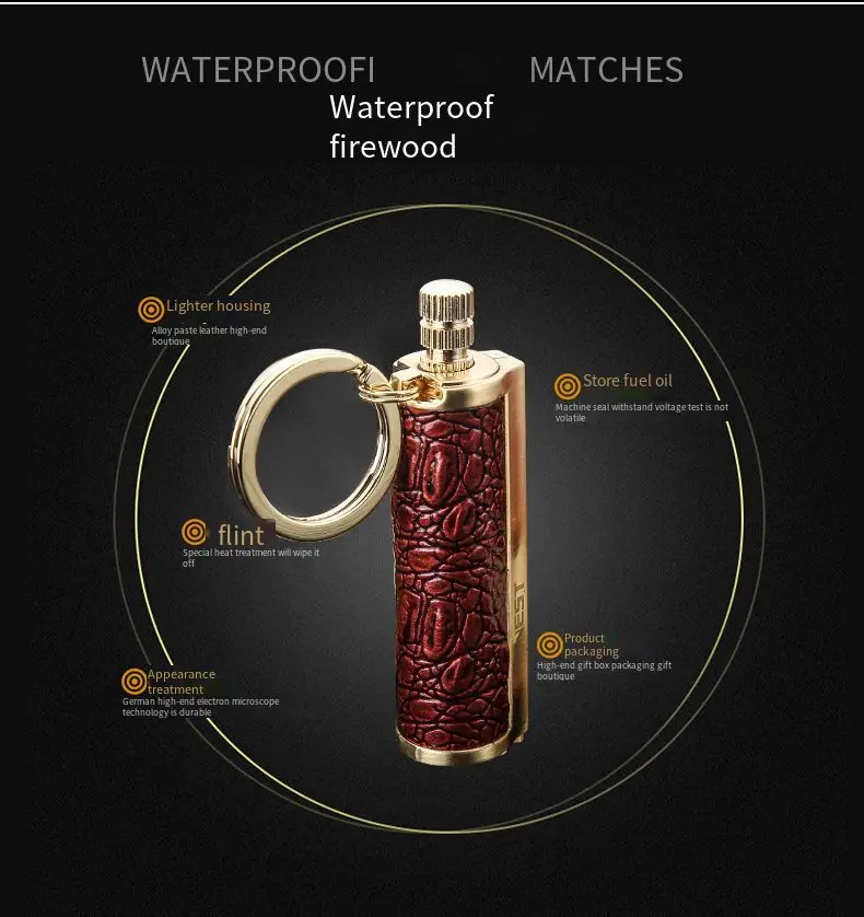  Outdoor Survival Tool Metal Permanent Match Waterproof Lighter Keychain Flint Fire Starter Kerosene Camping Gadgets