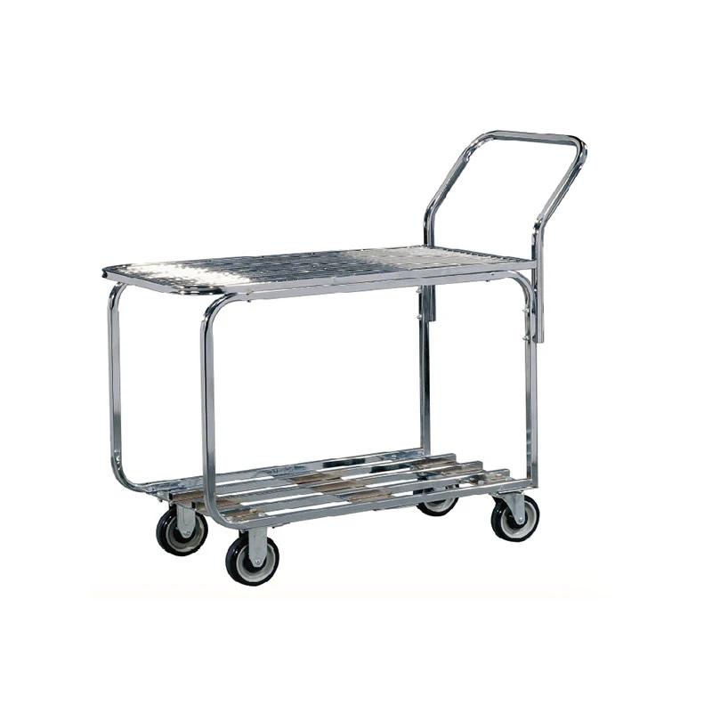 Double decker Multi-functional  metal Stocking and Marking Carts handle tool hand push food cart moving trolley for sale