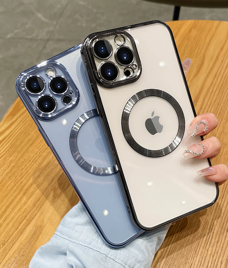 Transparent Silicone Magnetic Cases For iPhone 13 Magnet Shell Shield Cover For Magsafe Wireless Charge For iPhone 13 Pro