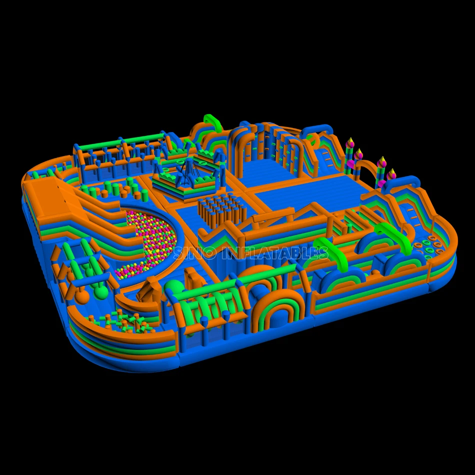 35x35m kids N adults indoor giant inflatable theme park with pop obstacle courses from China inflatables factory