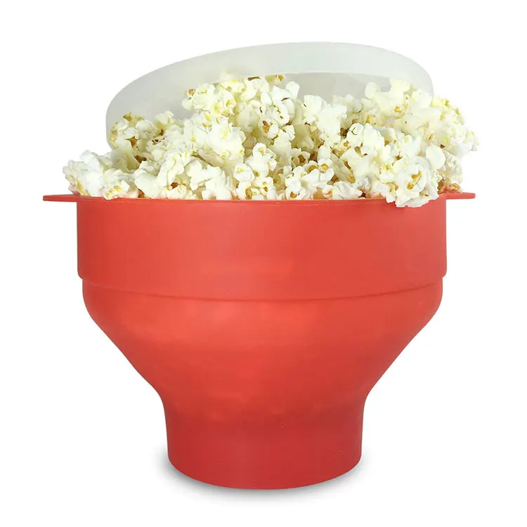 Silicone Microwave Popcorn Popper With Cover Collapsible Bowl Popcorn Making Quick and Easy Popcorn Making Bowl