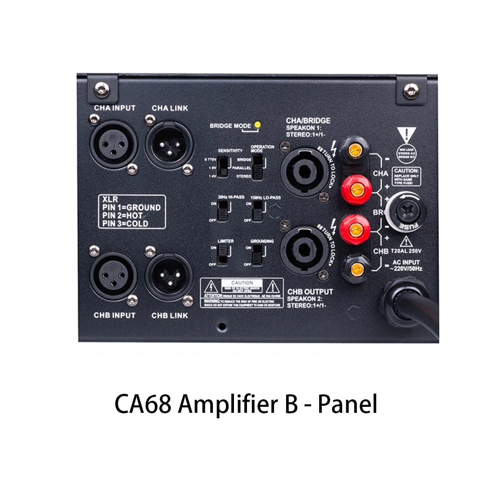 CA68 Professional Class H Audio Power Amplifier High Power Stable 2ohm 2*1600W Power Amplifier For Karaoke