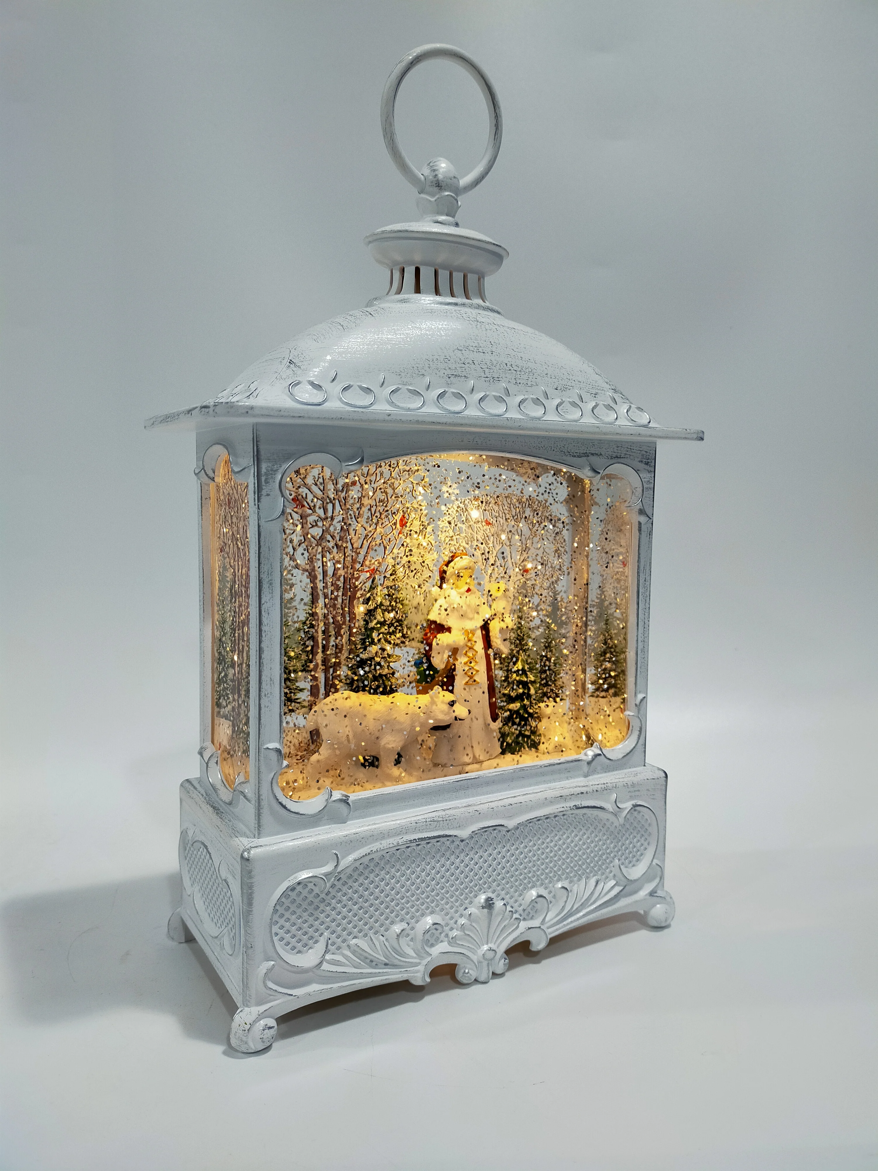 Wholesale Acrylic Gift&Craft Liquid Swirling Glitter Plastic Decor Santa Claus Light Gift Christmas Snowglobe With Blowing Snow