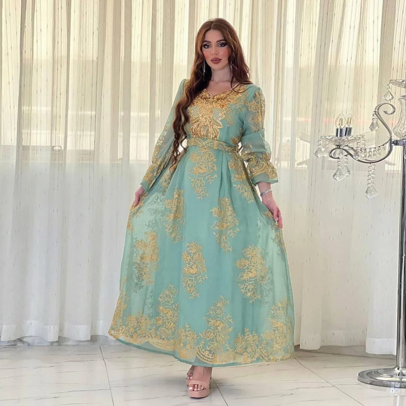 Women Good Muslim Party Dress Women Elegant Dresses Long Sleeves Maxi Eid Clothes Muslim Dress For Woman