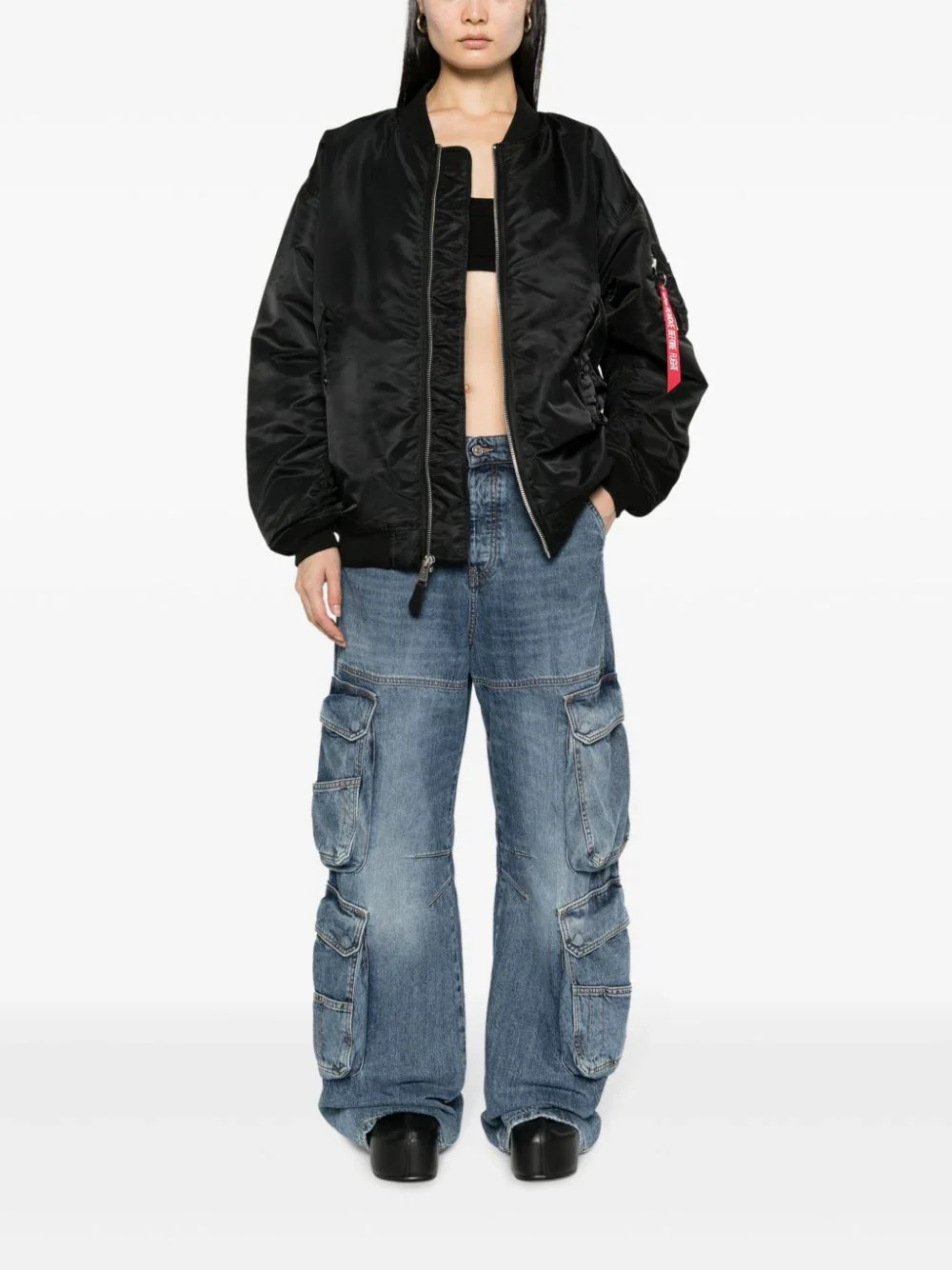 AQTQ  Wholesale Blank Custom Logo Baseball Baseball-Collar Bomber Full Zip Up Ribbed Hem Satin Shell Varsity Jacket For Women