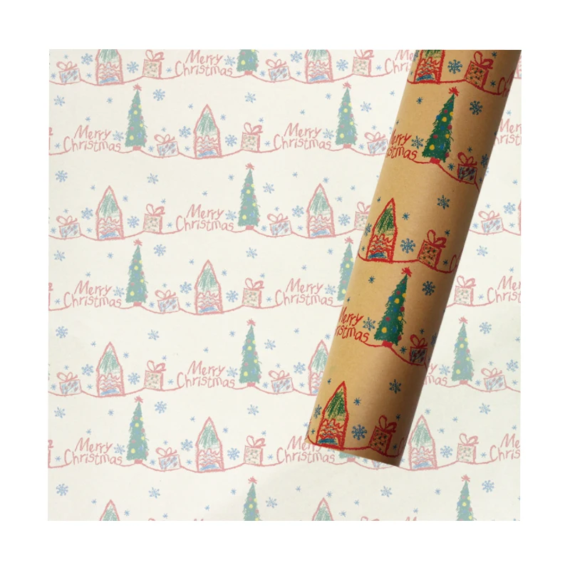 many design in stock christmas wrapper paper paper custom logo gift kraft wrap paper