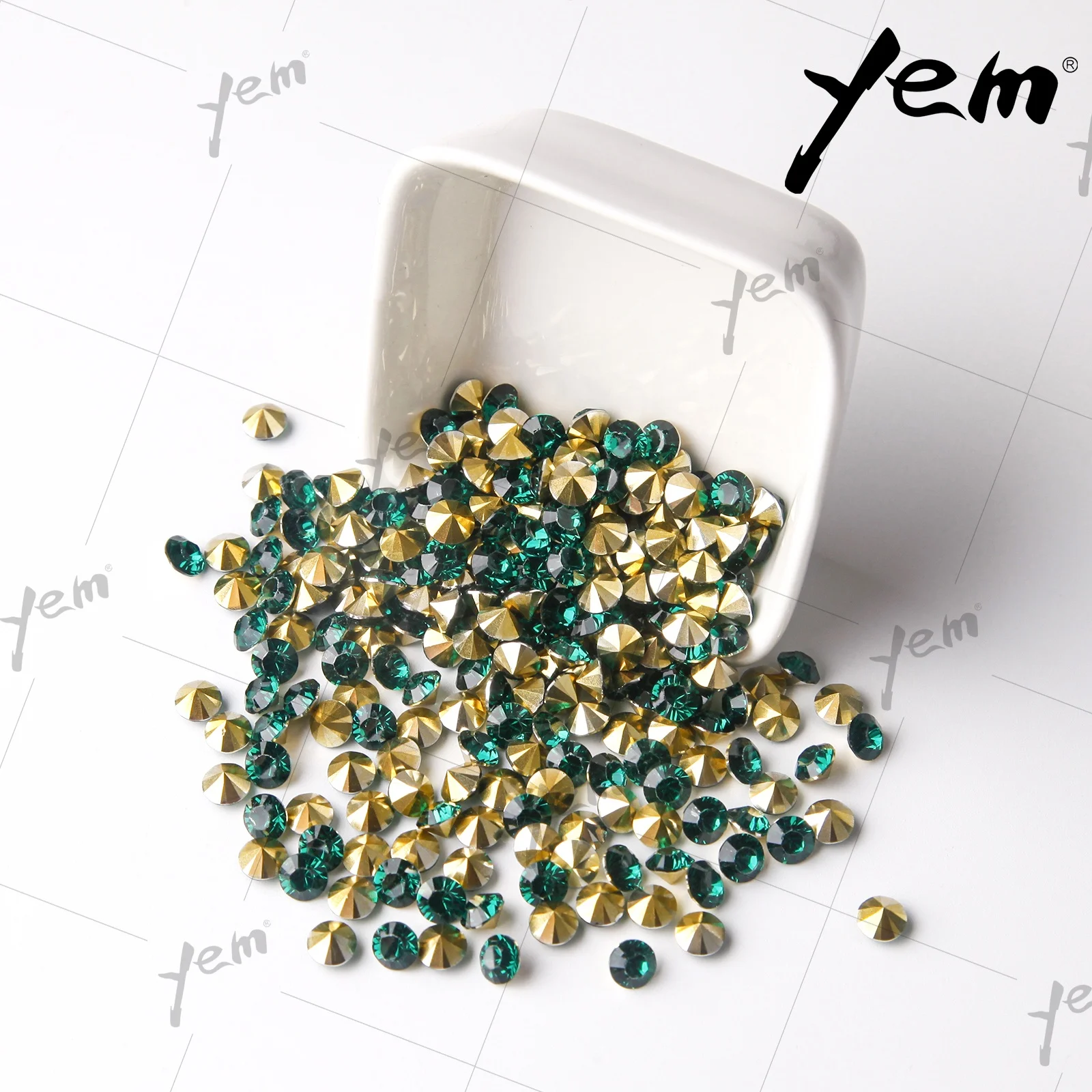 YEM Crystal Rhinestone Resin Stone SS6 SS8 SS10 SS12 SS14 SS16 SS45 Pointed Back Non Hot-fix Fancy Rhinestone