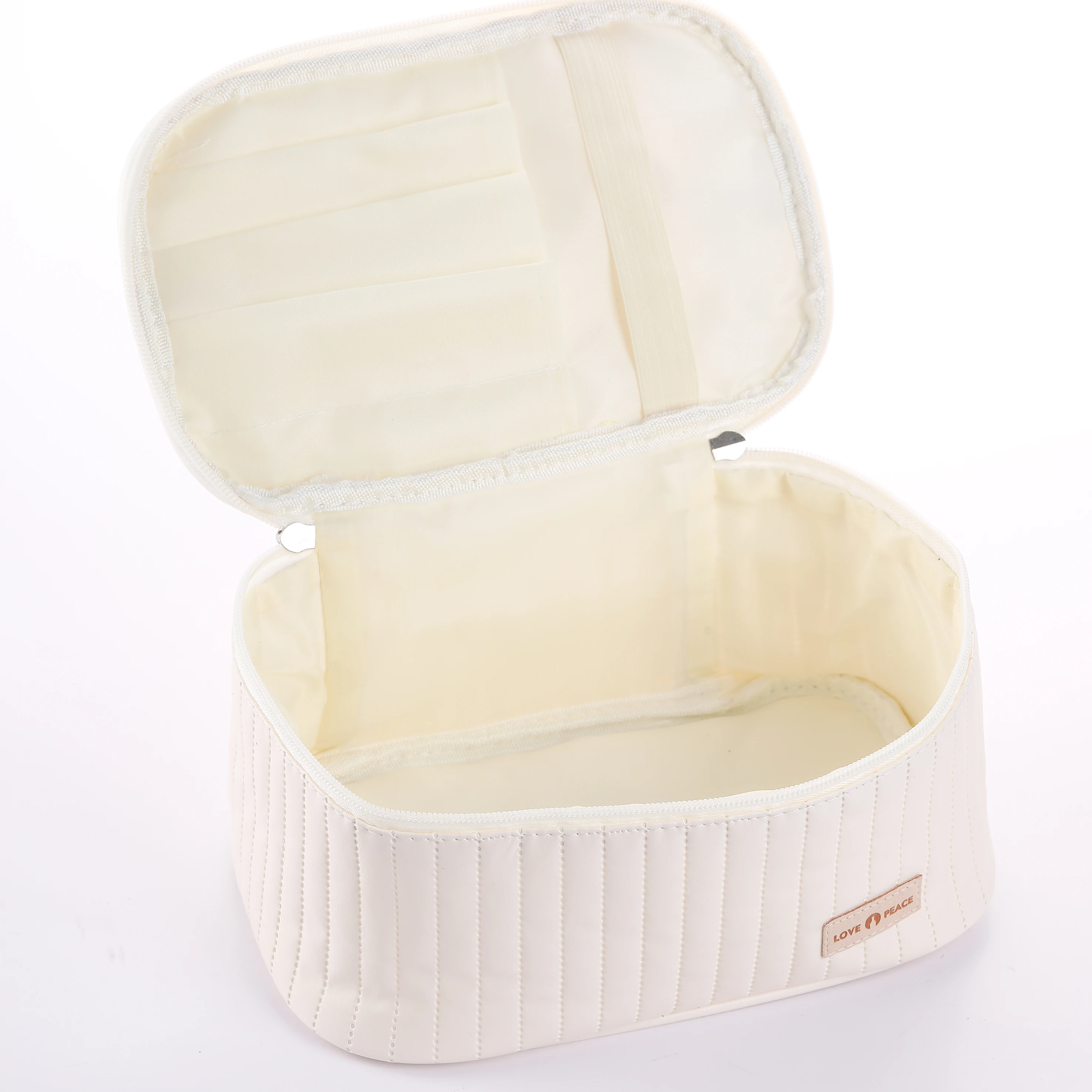 eco friendly pu leather toiletry puffer makeup storage travel toilet bag set cosmetic pouch make up bag with logo